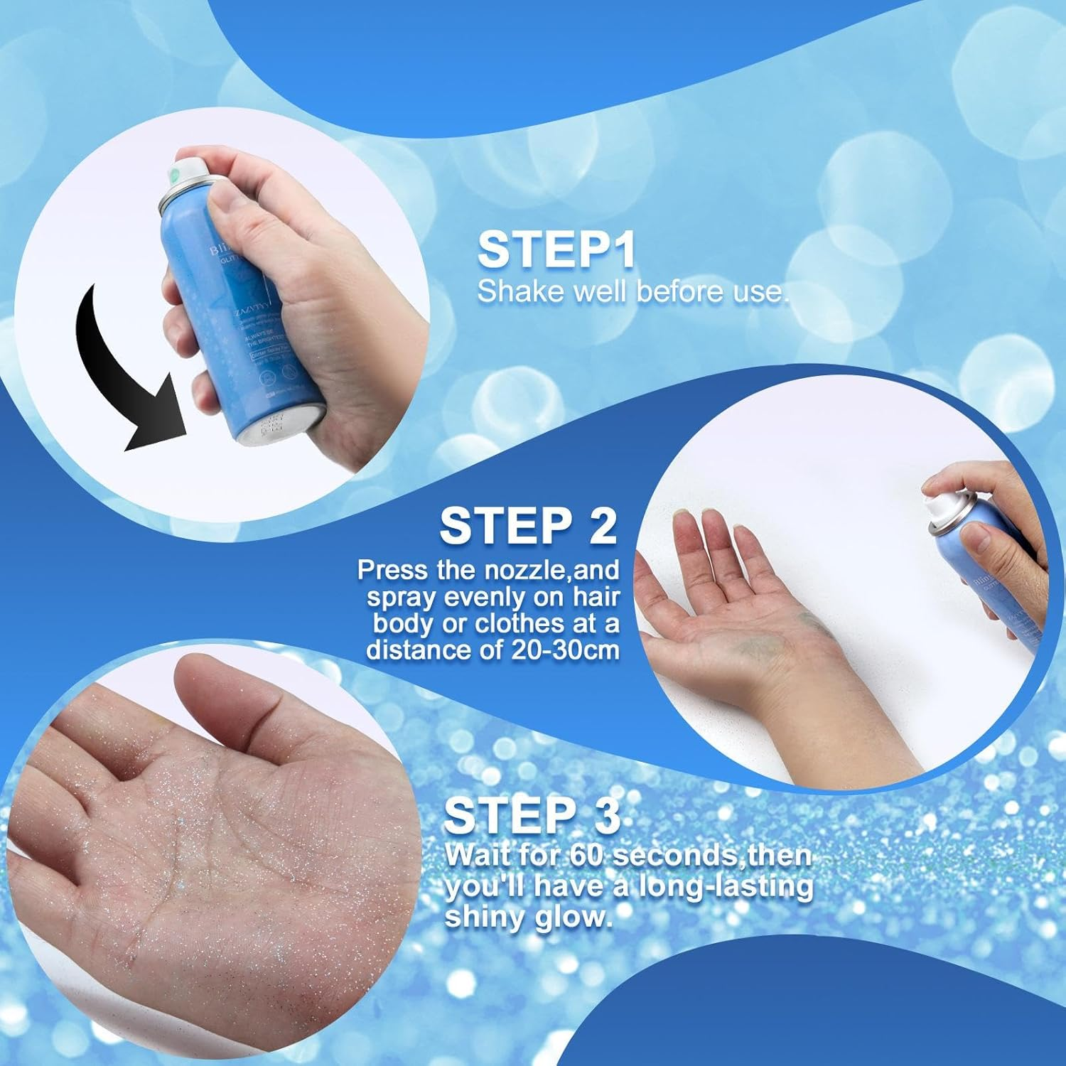 Shiny Glitter Spray 2.02Oz Travel Compact for Holiday Stage Makeup Nightclub image number 6