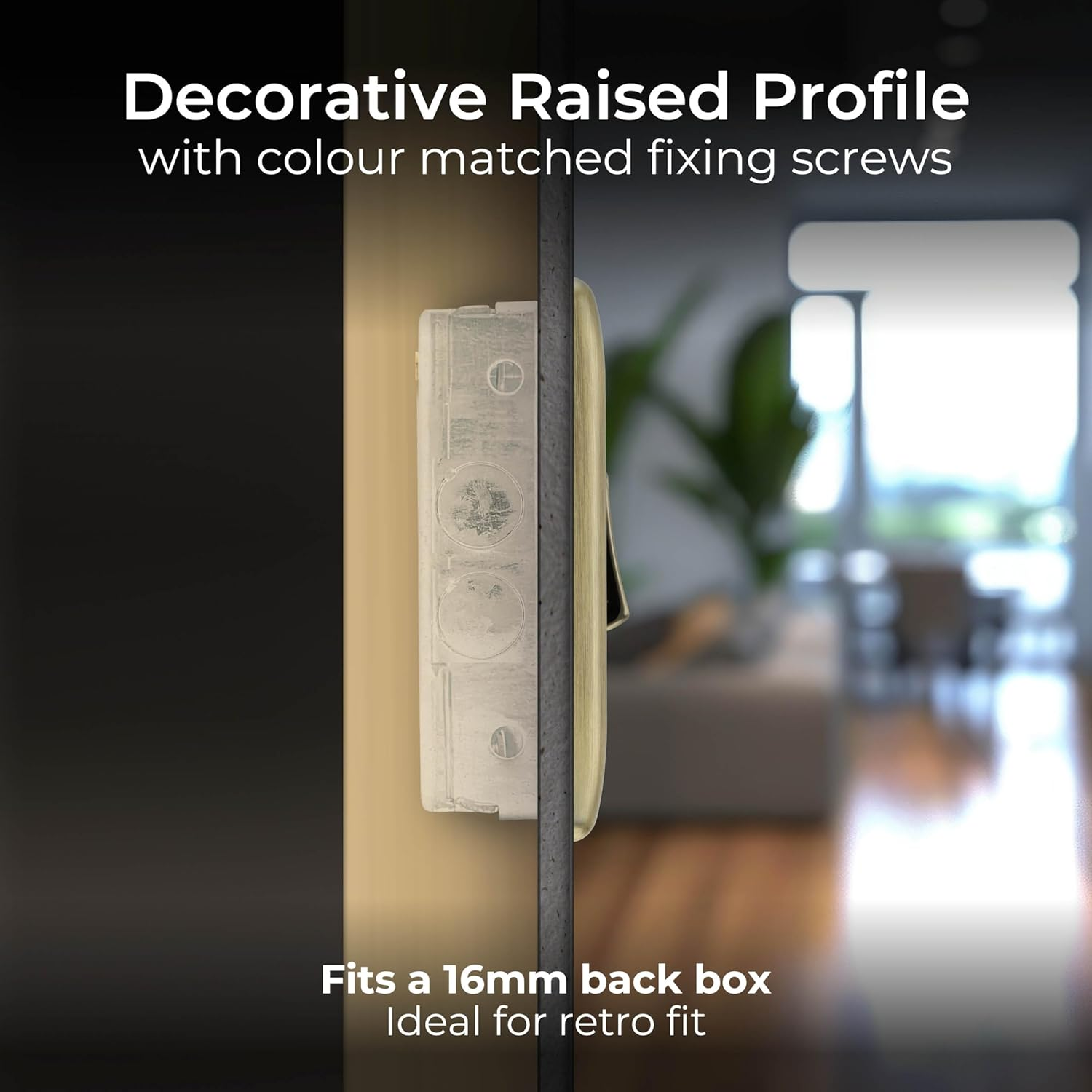 BG Electrical Single Intermediate Wall Light Switch, Raised and Slim Profile, round Edges, Nexus Metal, Antique Brass, 20A, 16AX, NAB13 image number 3