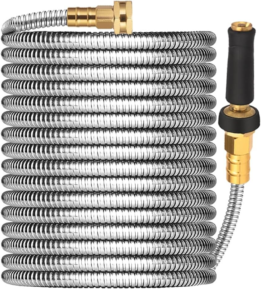 Expandable Metal Garden Hose 50 FT - 304 Stainless Steel Water Hose 50 FT - Lightweight Non Kinking Flexible Garden Hose, No Bite (1500, Centimeters) image number 3