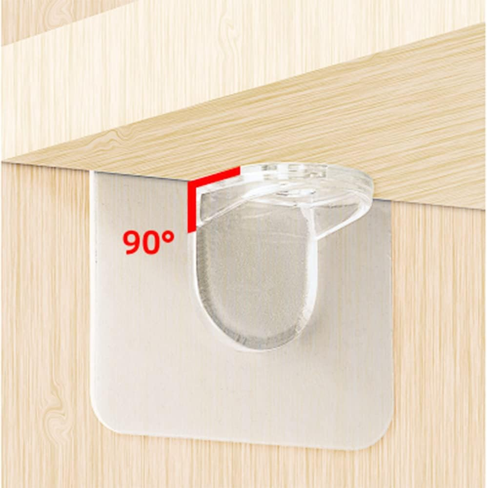 Tophomer 48PCS Adhesive Shelf Support Peg, L-Shaped Support, No Drill Wall Hangers, PP Plastic, Transparent, 6*6Cm, 5Kg Max Load image number 6