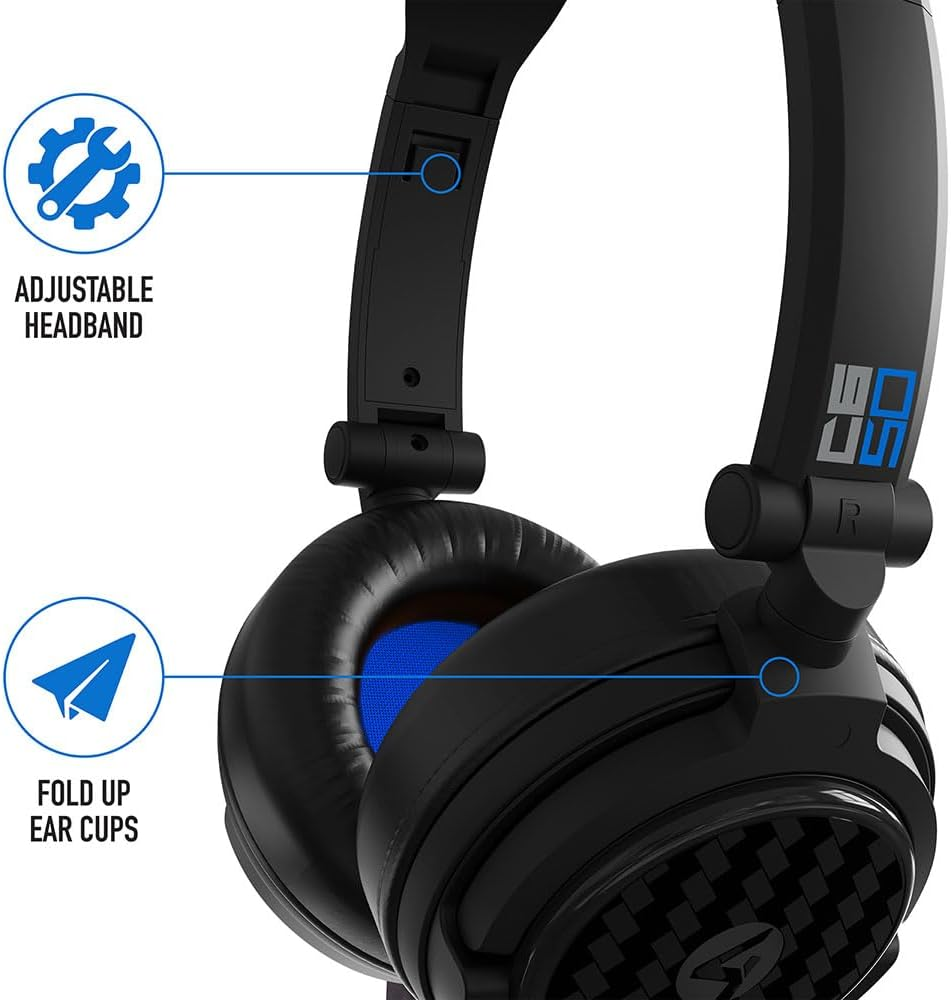 4Gamers C6-50 Gaming Headset for Xbox, PS4/PS5, Switch, PC - Black/Blue image number 2