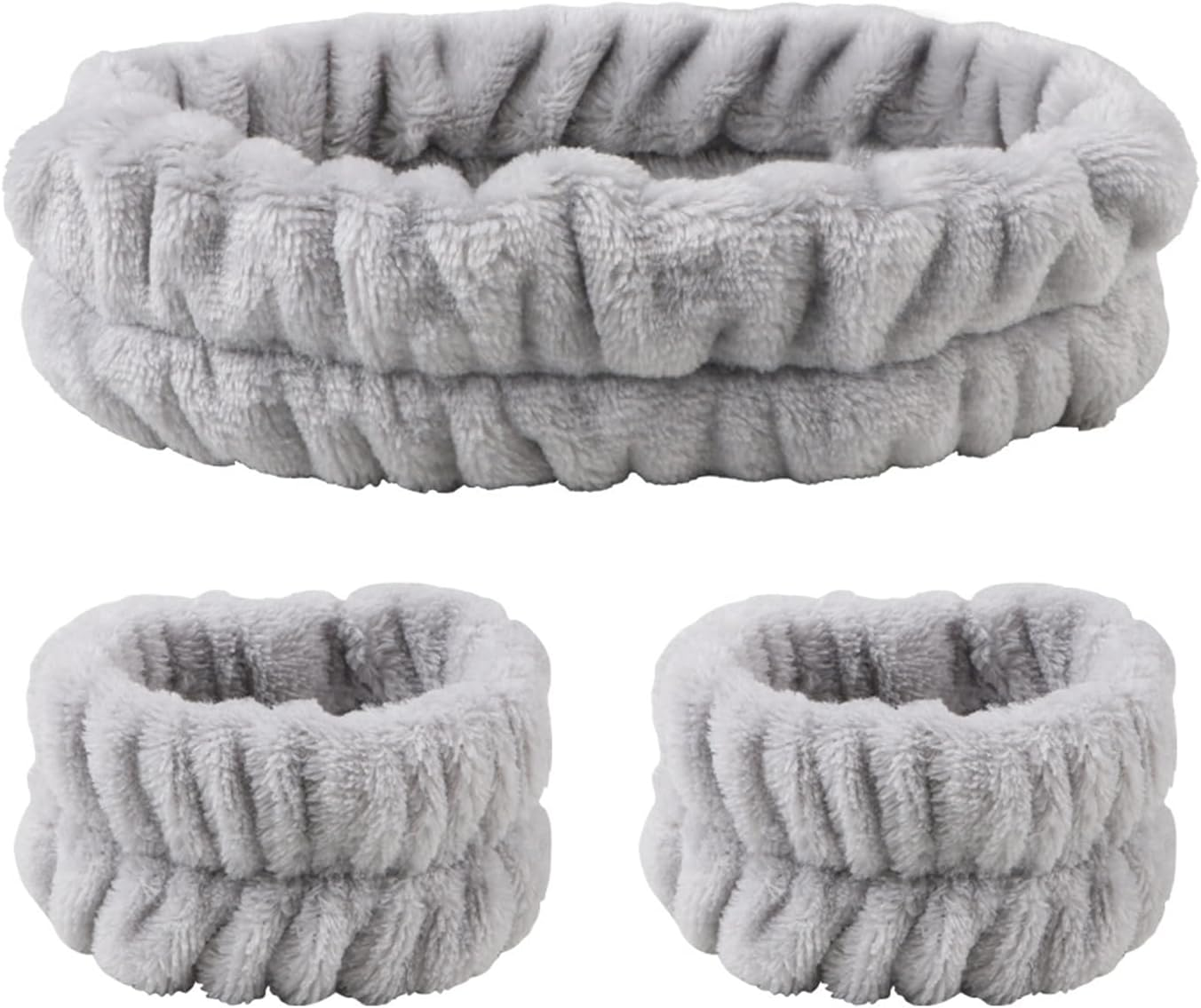 1 Set Spa Face Headband Wrist Wash Bands Set, Hair Band, Wrist Hair Band, Headband Wrist Wash Band Set, for Face Care, Face Washing, Spa, Shower &ndash; Grey image number 1