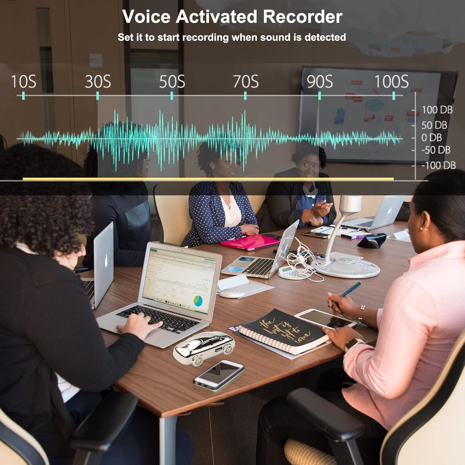 32GB Digital Voice Recorder - Voice Activated Portable Audio Recording Device for Office Use, Includes 3.5Mm Earphones for Playback, Stylish Car Model Design image number 5