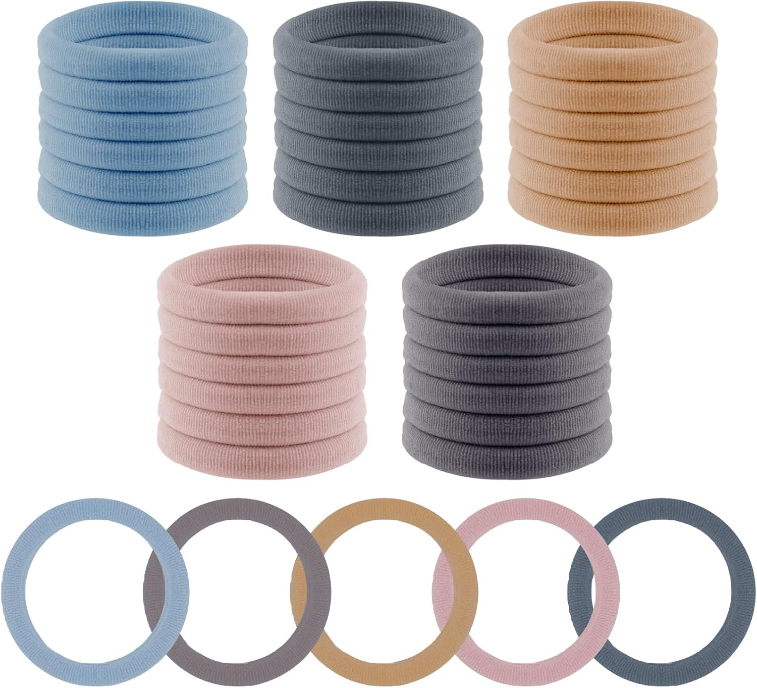 Pack of 30 Hair Bobbles Girls Colourful Hair Bobbles Women Colourful Elastic Cable Bobbles Girls Nylon Soft Hair Scrunchies for Girls Women Thick Curly Straight Hair (E-Morandi) image number 2