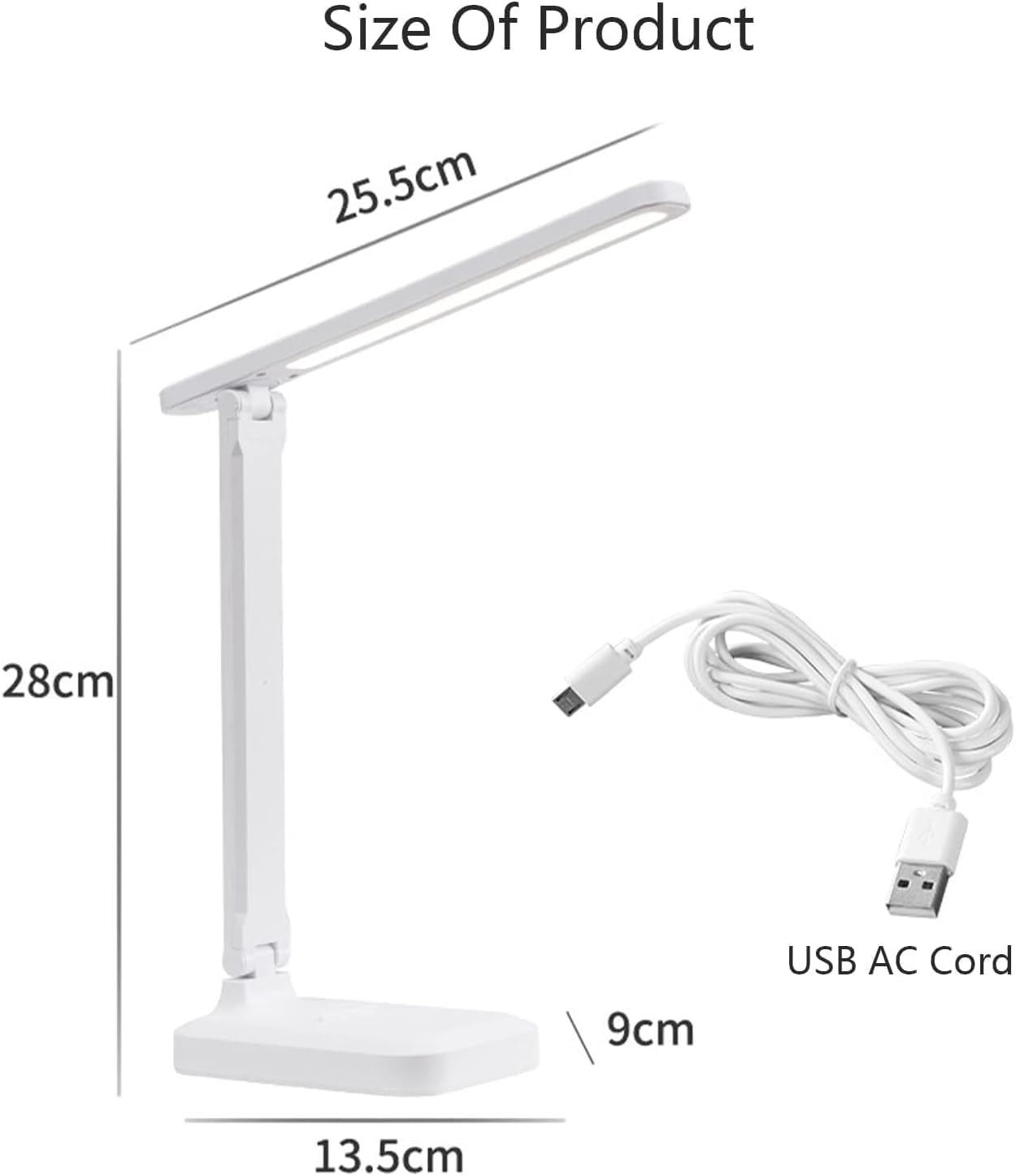 LED Desk Lamp Dimmable Desk Light Reading Lamp 3 Lighting Modes, White USB Rechargeable Reading Light Study Desk Lamp Suitable for Home Office image number 2