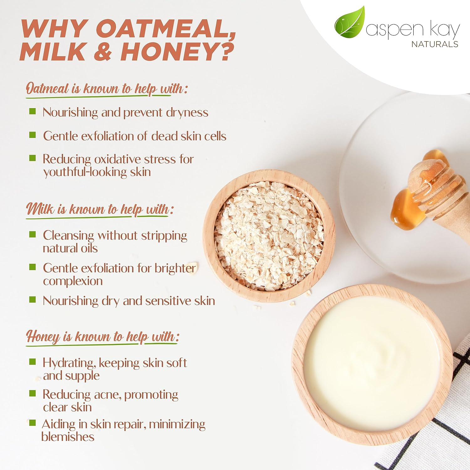 Aspen Kay Naturals Handmade Oatmeal Soap Bar for Face & Body &ndash; Made with Organic Raw Honey, Goats Milk, Organic Shea Butter - Exfoliating Soap &ndash; for All Skin Types - Made in the USA 4.5 Oz image number 2