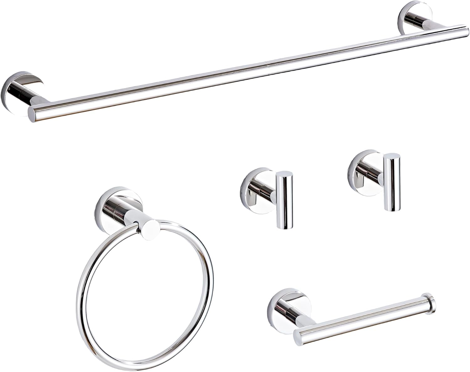 Chrome Bathroom Hardware Set 5 Piece with Towel Racks for Bathroom, SUS304 Stainless Steel Bath Towel Bar Set, 24 Inch Wall Mounted Accessories Kit&hellip;