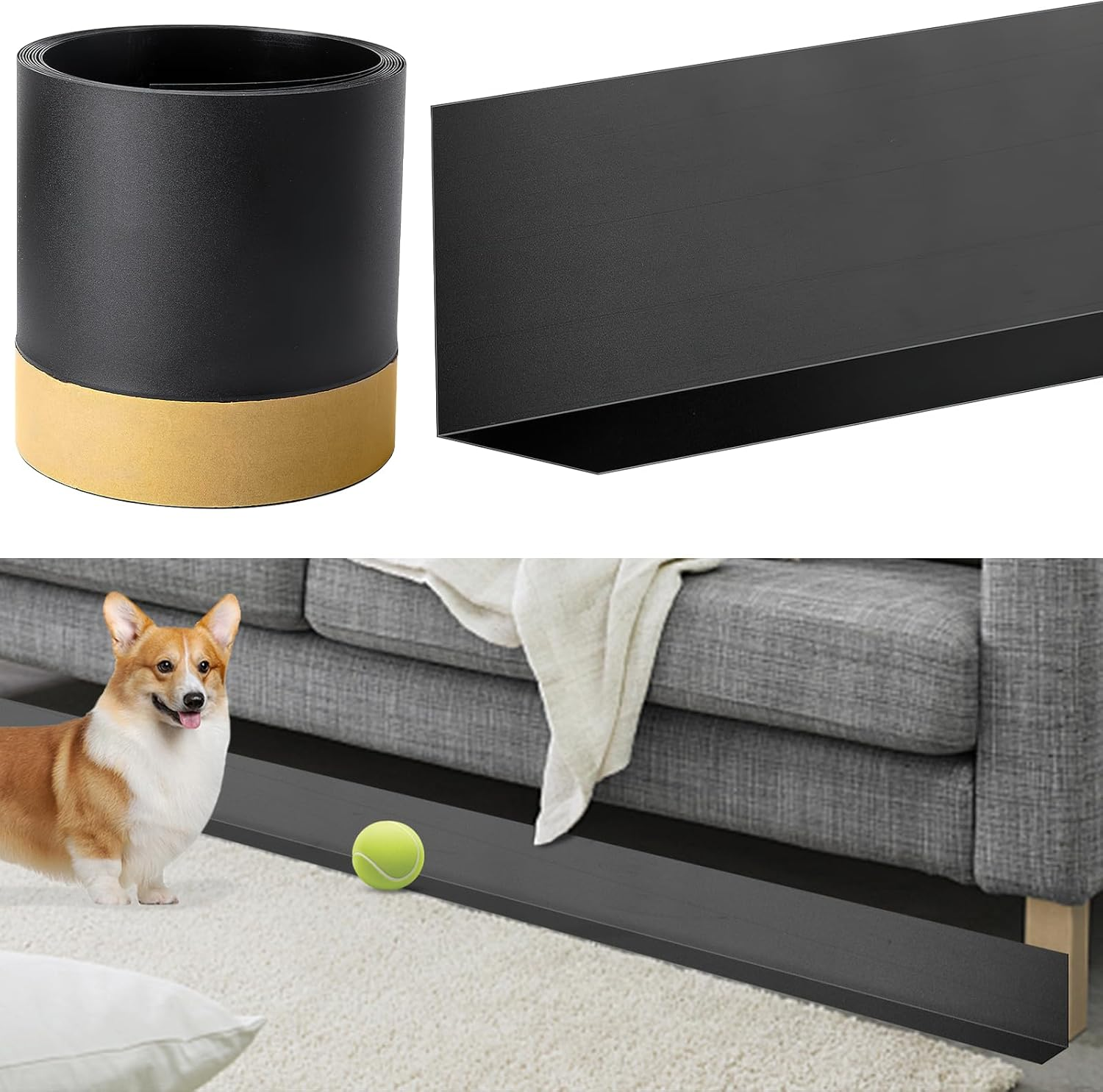 Under Couch Blocker,11Cm X3M Toy Blockers for under Sofa,9.84 Ft under Sofa Toy Blocker,Stop Things Going under Couch, Bed, Furniture image number 1