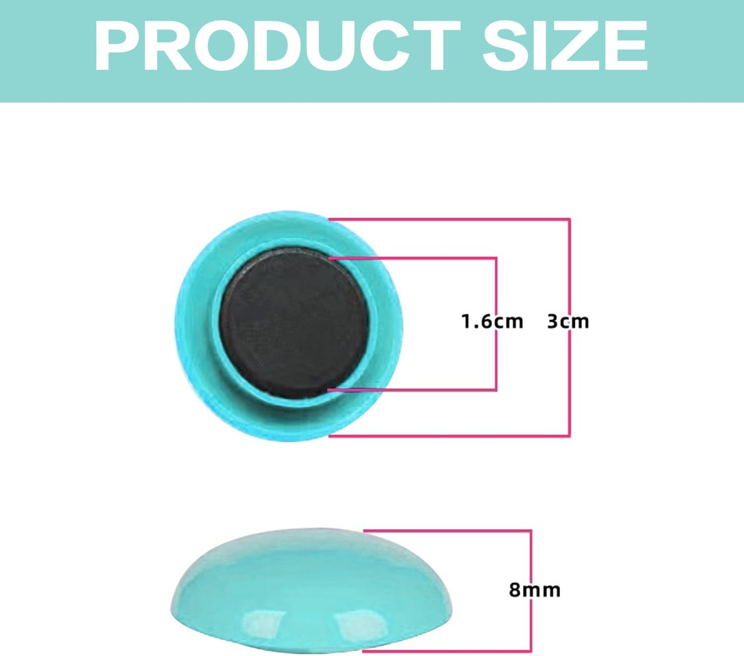 Colorful round Magnetic Push Pins &ndash; Strong Hold Magnets for Whiteboard & Blackboard, Office and Classroom Teaching Supplies image number 5