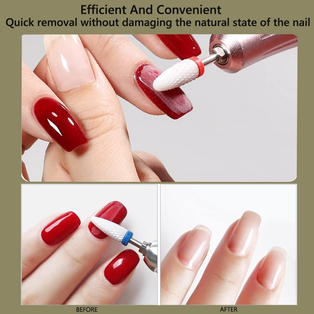 YHTSPORT 8Pcs Ceramic Nail Drill Bits, Electric Nail File Bits 3/32 ", Nail Removal for Acrylic and Gel Nails,Cuticle Scissors Curved Nail, for Electric Nail Files image number 4