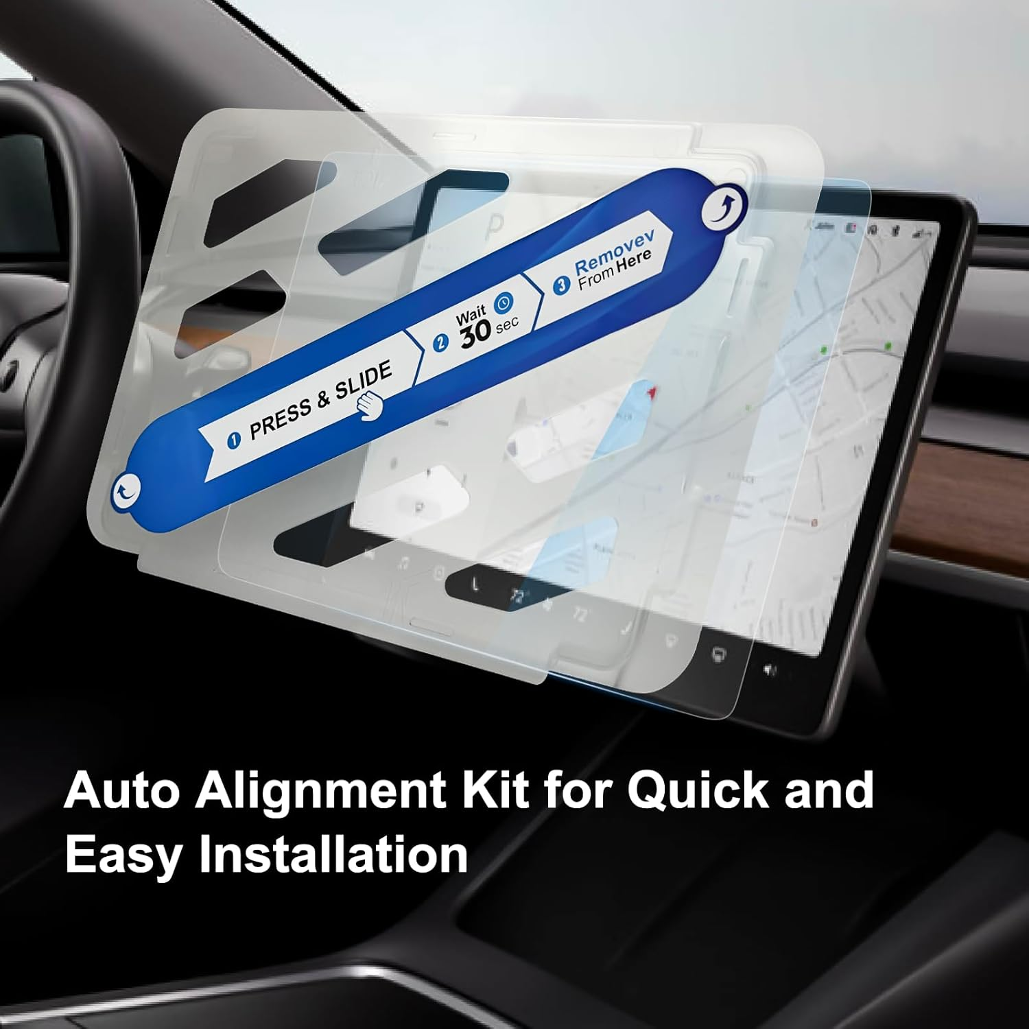 Screen Protector for Tesla Model Y 2021-2024 Model 3 2021-2023 with Precise Alignment Film Tools, Anti-Scratch High-Hardness Ultra Clear Tempered Glass Protection Seamlessly Integrates with the Tesla 15" Centre Touchscreen image number 2