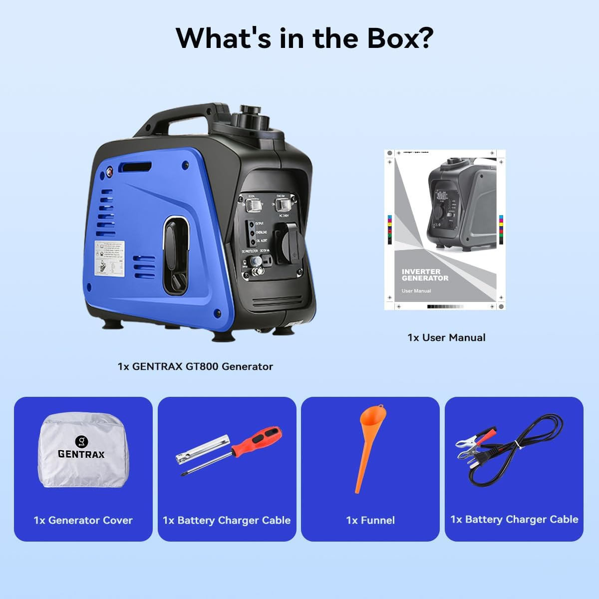 Gentrax 700 W Portable Inverter Generator &ndash; 800 W Peak Output, Pure Sine Wave, Lightweight Petrol Generator with Fuel-Efficient Engine for Camping & Home Backup image number 6