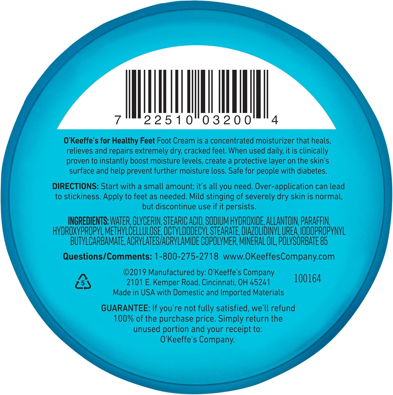 O'Keeffe'S K0320001-5 Healthy Feet Foot Cream in Jar (5 Pack), 3.2 Oz image number 1