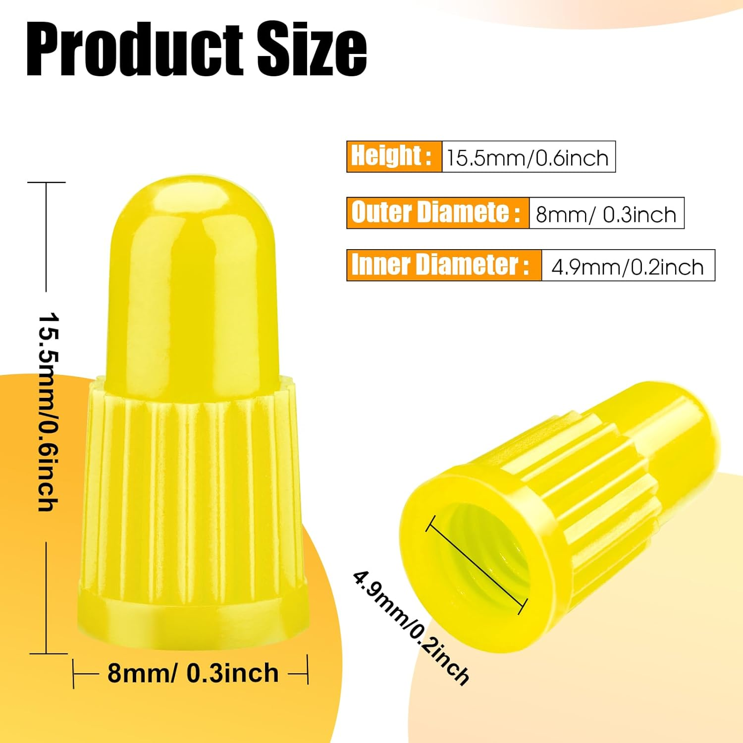Yellow Presta Valve Caps for Bicycle Plastic Tire Valve Stem Covers - Air Valve Stem Covers for MTB Mountain, Road Bike Tires (20 Pack) image number 6