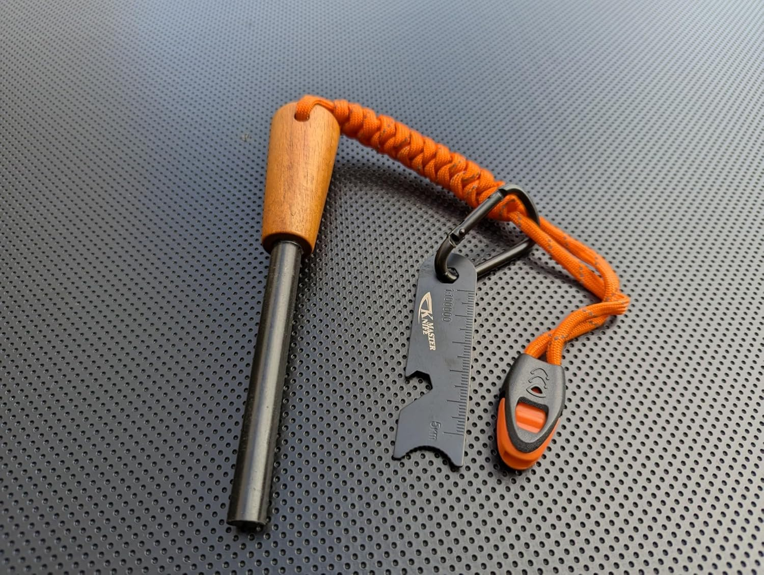 Outdoor Ferro Rod Flint Fire Starter with Handcrafted Wood Handle, | 20,000+ Strikes | Survival Flint and Steel Rods with Whistle,Carabiner,Paracord Reflective Neck-Wrist Lanyard for Your Camping Gear image number 5