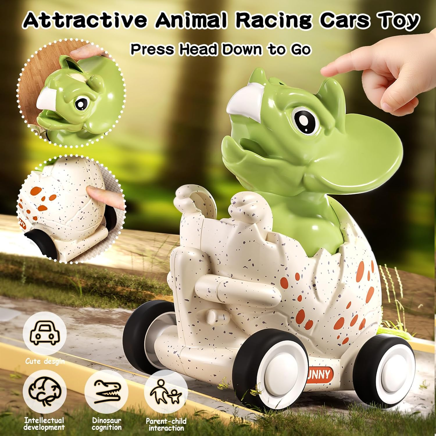 Jovow Baby Toys Car for 1 Year Old, 4PCS Baby Press Go Friction Car Toys for Toddler Boys Girls 6-18 Months image number 2