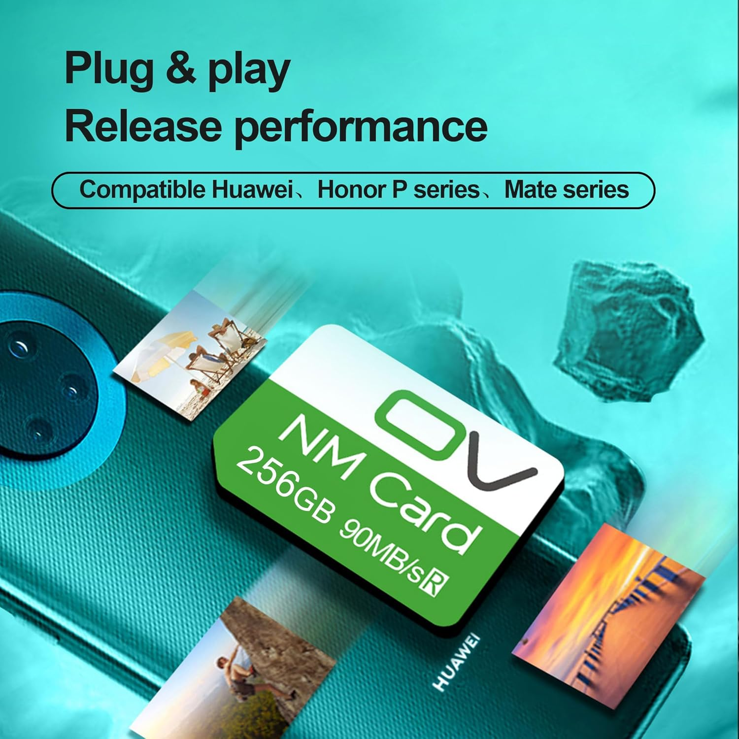 OV NM Card 256GB 90MB/S Nano Memory Card Compatible Only with Huawei Mate Mate20 Mate30 Mate40 Mate50 Mate60 Series/ P30 P40 P50 P60 Pro Series/Honor30 Pro Nova Enjoy Series