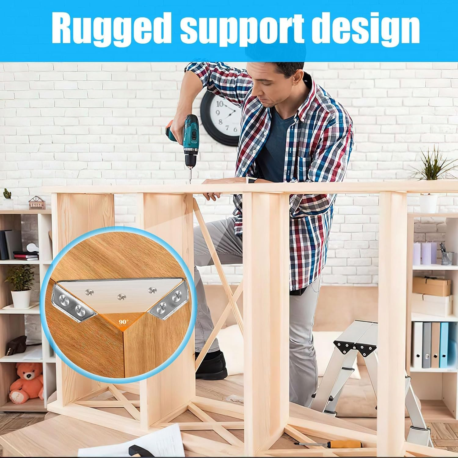 Universal Furniture Corner Connector, 10 Pcs Stainless Steel Angle Corner Brackets with Screws, Trapeziform Corner Braces for Cabinet, Closet, Furniture image number 2