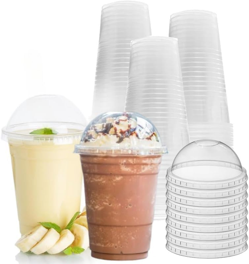 Strong Clear Plastic Smoothie Cups with Dome Lids &ndash; Reusable, Crystal Clear, Durable, and Leak-Proof | Perfect for Juices, Milkshakes, Iced Coffee, and Beverages| Pack of 50, Size &ndash; 12Oz (355Ml) image number 3