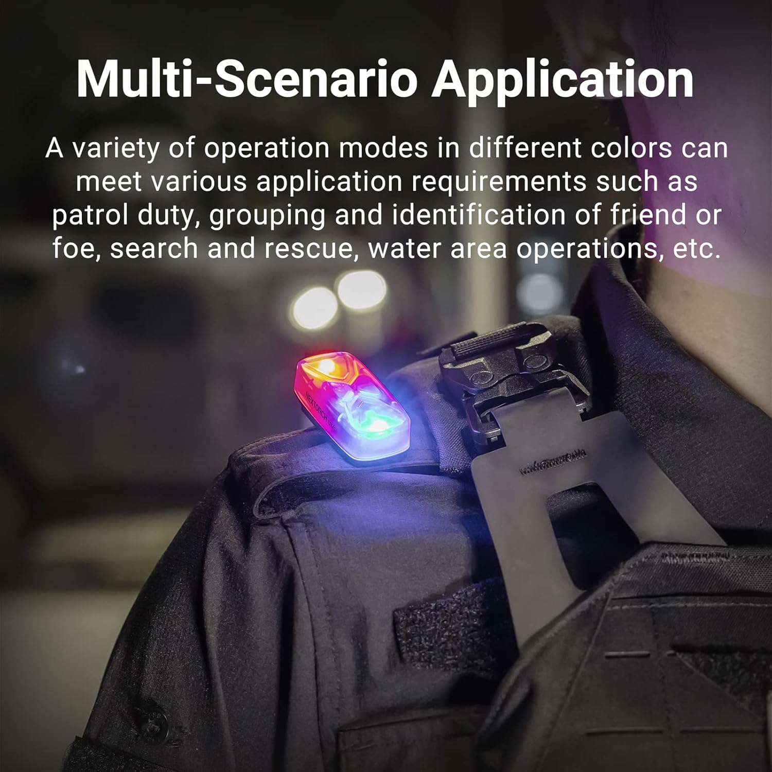 Nextorch Rechargeable Shoulder Signal Light, LED Shoulder Clip Torch with Multiple Light Sources, IPX8 Waterproof Personal Safety Light for Outdoor Rescue, Traffic Guidance, Police Patrols image number 6