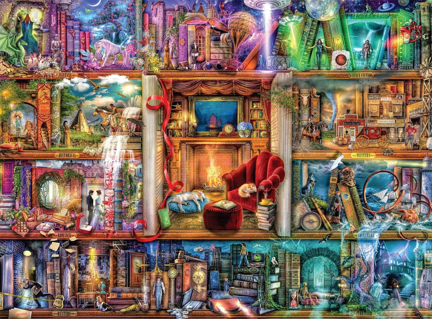 Buffalo Games - Aimee Stewart - the Grand Fiction Library - 1000 Piece Jigsaw Puzzle for Adults Challenging Puzzle Perfect for Game Nights - Finished Size 26.75 X 19.75 image number 5