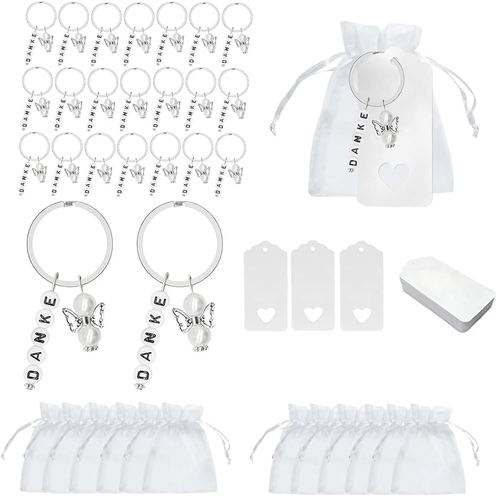 Pack of 30 Guest Gifts Communion Wedding Guest Gift Confirmation Christening Thank You Communion Guest Gifts Guardian Angel Pendant with Organza Bag Kraft Paper Pendant for Baby Shower Wedding image number 3