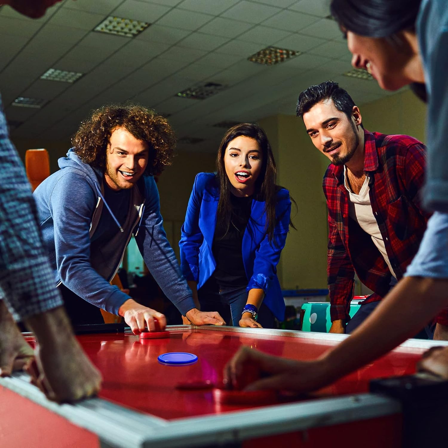 Skylety 16 Pieces Home Hockey Pucks 2.5 Inch Red Replacement round Hockey Pucks Multicolors for Game Tables Equipment Accessories image number 1