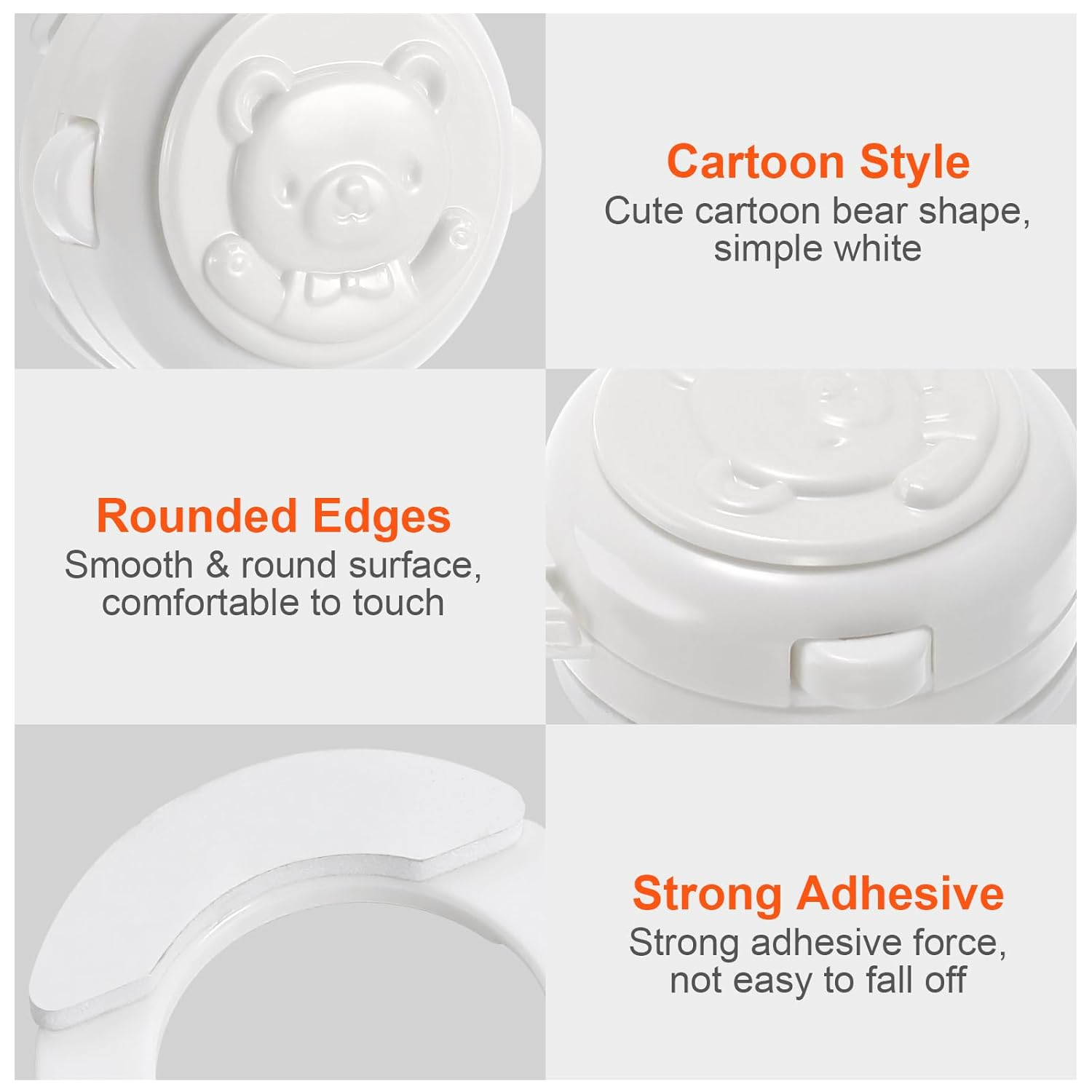 SAFIGLE 4Pcs Baby Safety Protection Cap, Dishwasher Lock, Appliance Button Security Guard, Computer Key Cover - White ABS for Household Appliances and Oven Child Safety image number 4