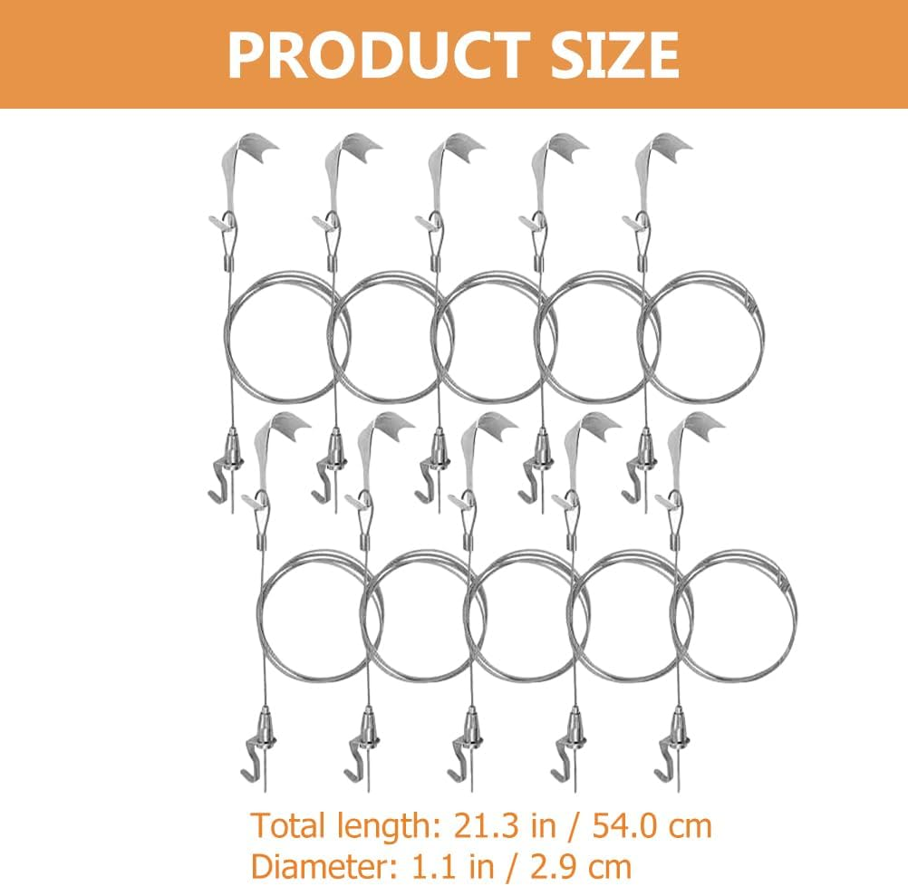 VILLFUL 10Sets Picture Hanging Wire Hooks Kit Picture Rail Hanging System with Cable Hooks for Wall Art Display and Photo Framing image number 1