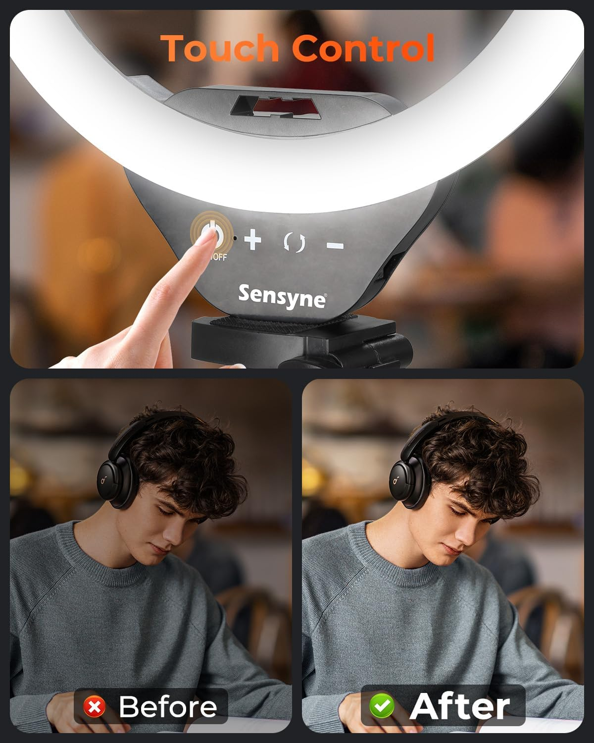 Sensyne 10'' Ring Light with 50'' Extendable Tripod Stand, LED Circle Lights with Phone Holder for Live Stream/Makeup/Youtube Video/Tiktok, Compatible with All Phones image number 2