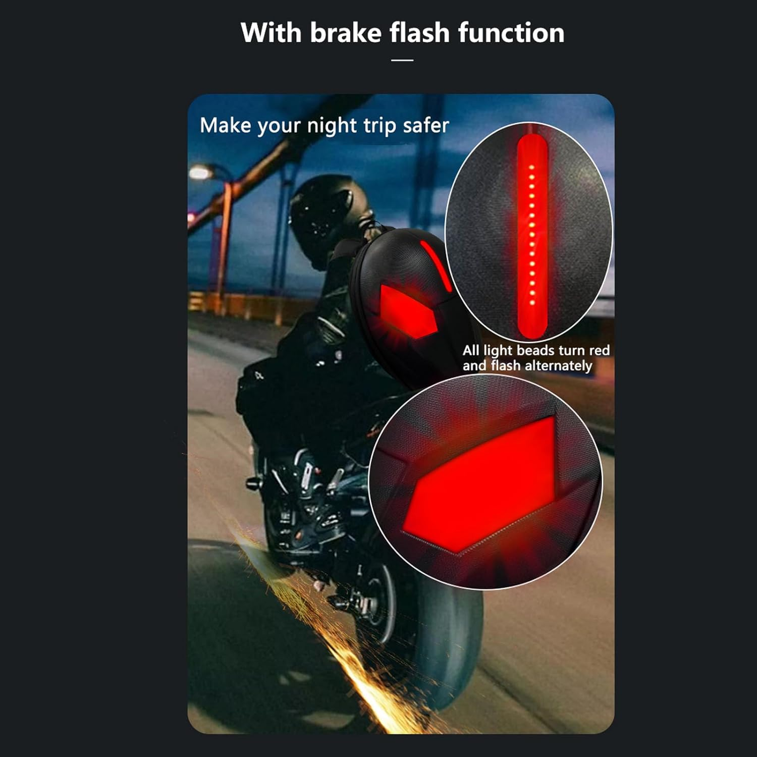 Bewinner LED Motorcycle Backpack Cool round Design - 3D Hard Shell Motorbike Backpack with Programmable Full Color Screen, Waterproof Riding Helmet Bag for Outdoor image number 1