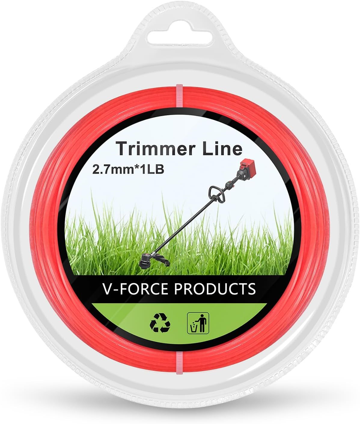 UCINNOVATE 0.105 Inch Square Weed Wacker String Heavy Duty, 1LB Flexible Nylon Trimmer Line 197Ft, Sharp Whipper Snipper Cord for Line Trimmers, Weed Wackers, Brush Cutter (2.7Mm&times;60M)