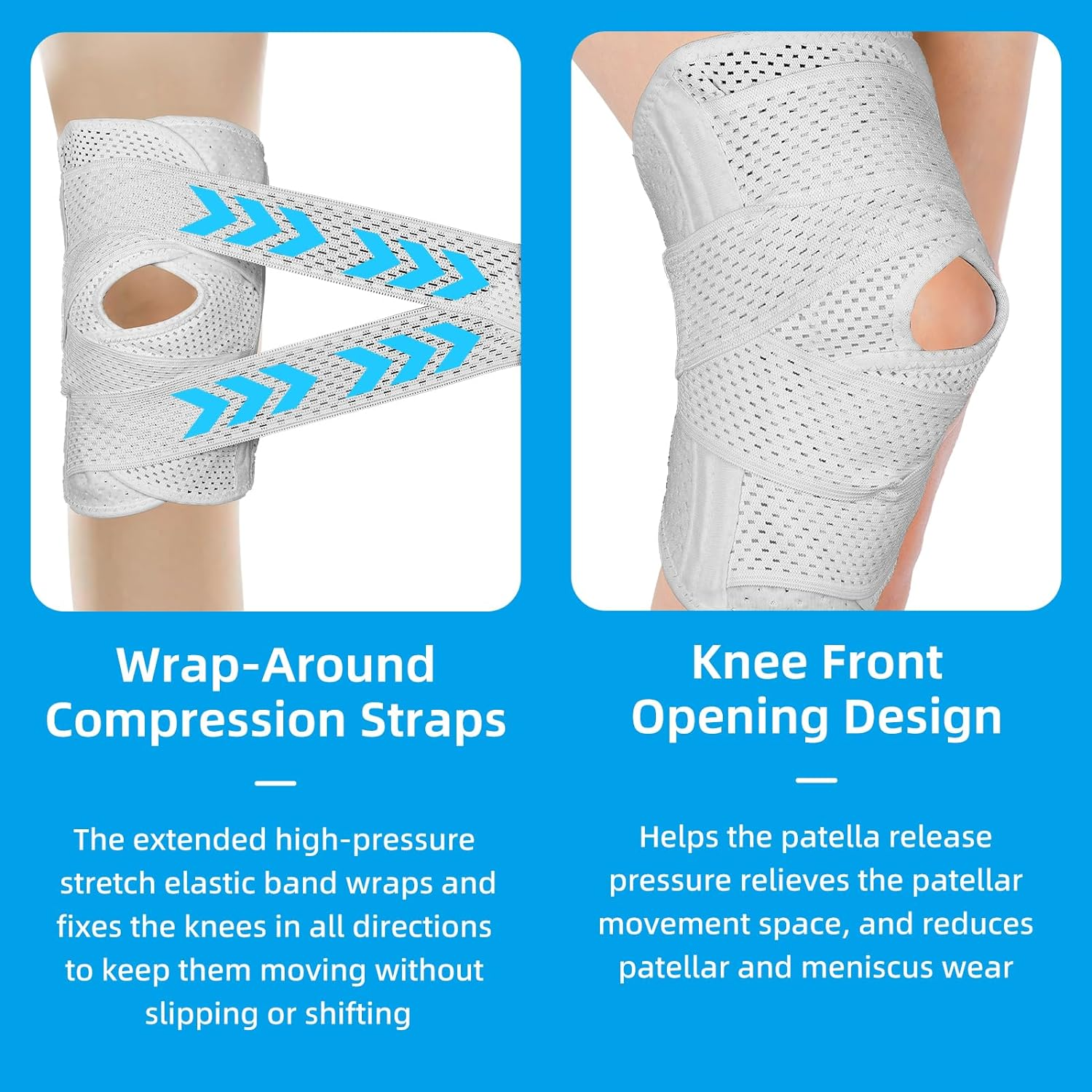 Knee Brace for Men and Women,Knee Support for Basketball, Soccer, Volleyball, and Fitness,Relief from Knee Pain and Prevents Sports Injuries,Adjustable Knee Wrap (M) image number 6