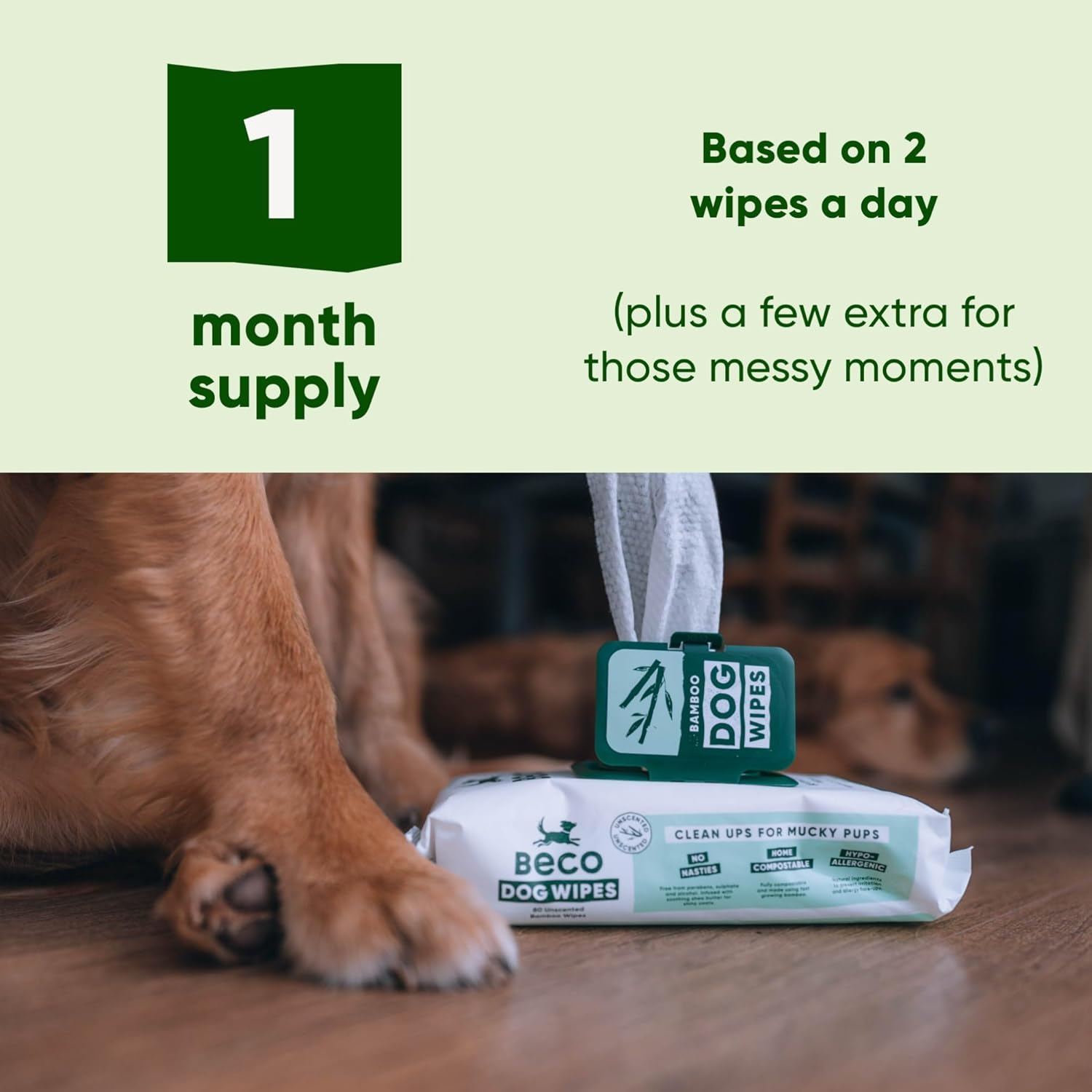Beco Bamboo Unscented Dog Wipes (Pack of 80) image number 4