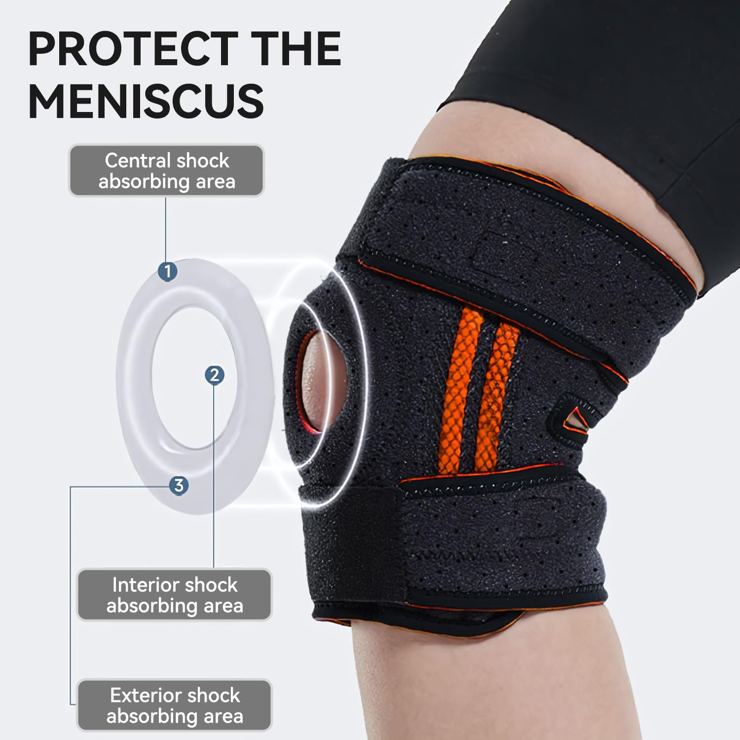 Knee Brace for Men with Patellar Support, Breathable Fabric for Pain Relief, Meniscus, Arthritis, ACL Support (Man-Black, 55Cm-70Cm) image number 3