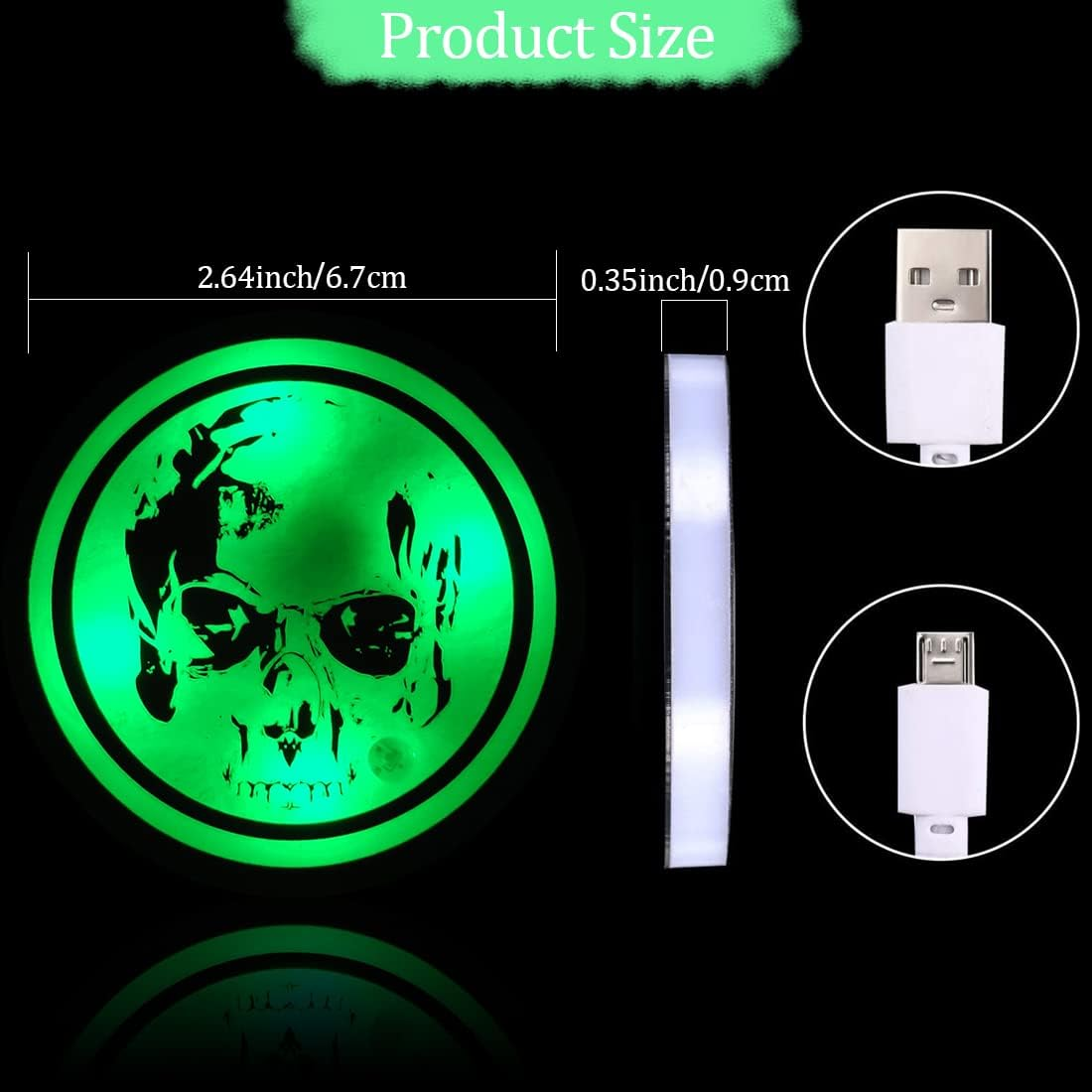 2 PCS LED Car Cup Holder Lights,Usb Charging Car Coasters with 7 Colors Luminescent Light Cup Pad,Decoration Atmosphere Light image number 5
