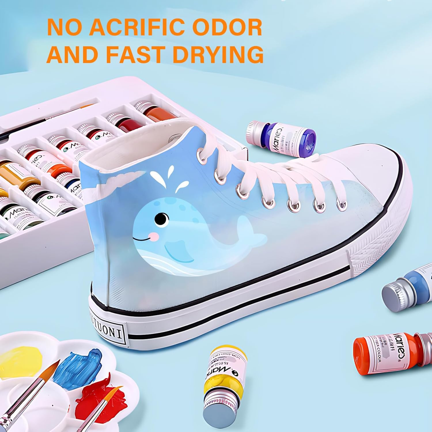 Textile Painting，Fabric Dye DIY Set 12 Colors, Canvas Fabric Painting for Kids, Textile Painting Set for Adults and Art on Clothes, Shoes,Waterproof image number 4