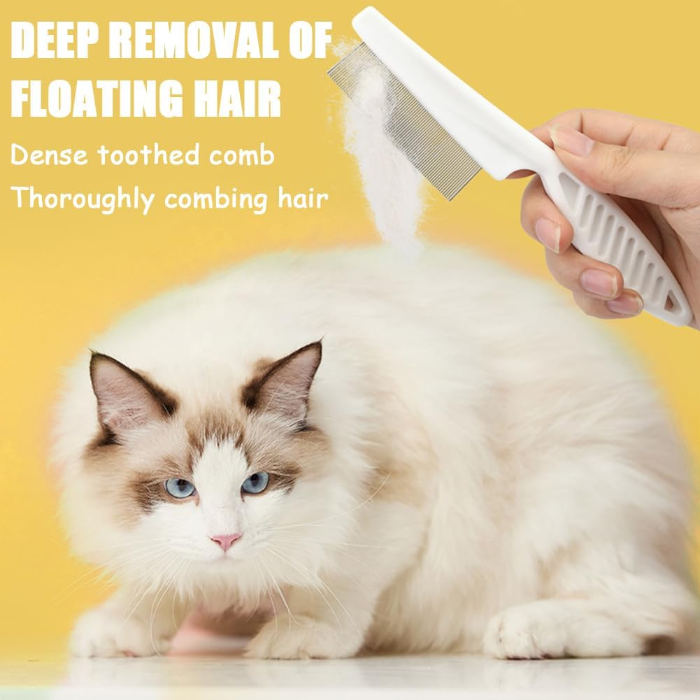 4-Piece Set Cat Comb, Fur Flash Brush Cat, Flea Comb for Dogs and Cats, Grooming Comb Set with Claw Scissors, Gentle Hair Removal and Flea Removal for Long Hair and Short Hair image number 2