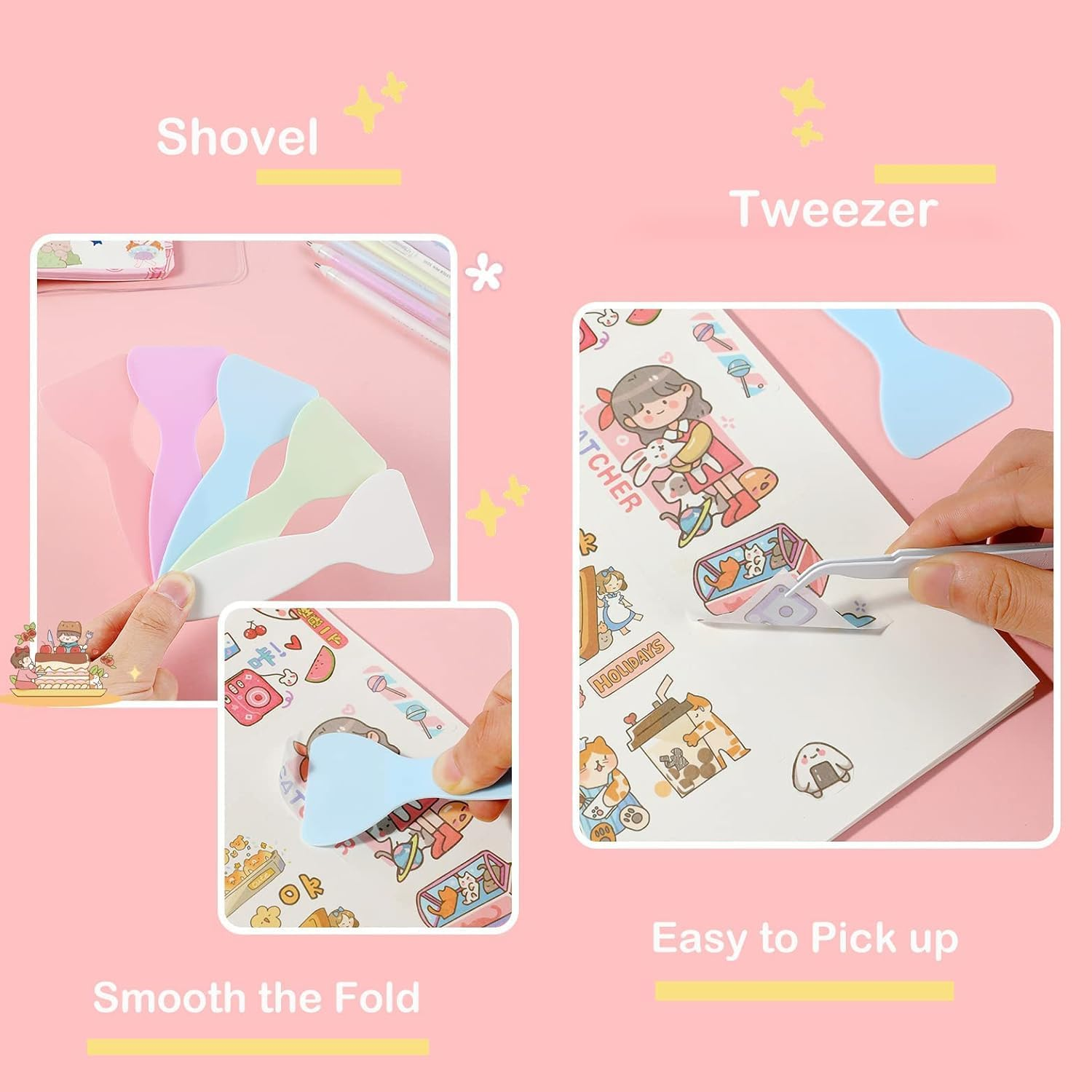 Doraking White Scrapbooking Tools with Glue Tweezer Shovel Cutter Pen for Crafting, Scrapbooking, Card Making, Paper Crafts image number 6