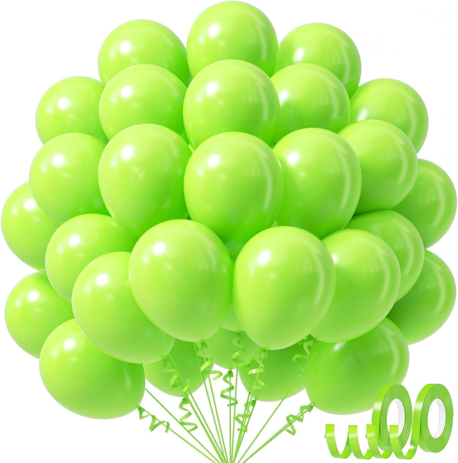 Lime Green Balloons 12 Inch, 50Pcs Party Balloons for Dinosaur Jungle Halloween Birthday Party Decorations image number 2