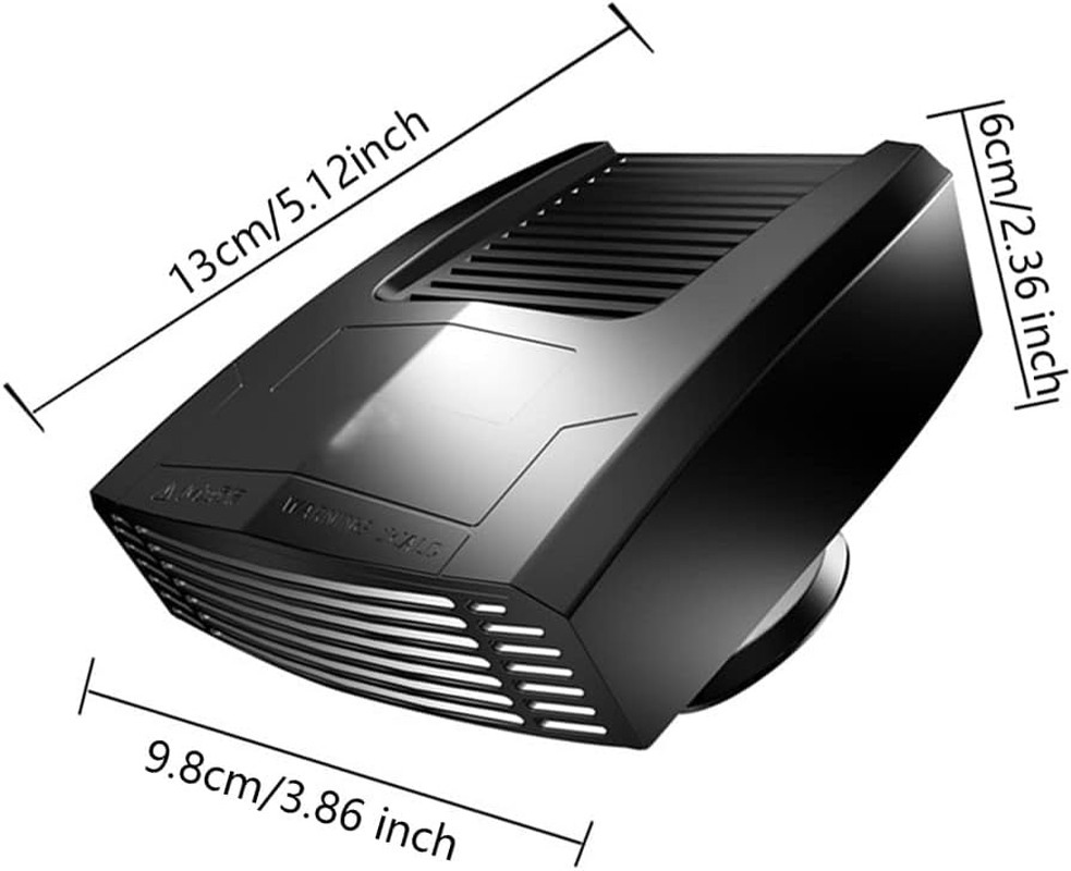 Baceyong 12V/24V Portable 2-In-1 Mini Car Heater Fan Defroster, Cigarette Lighter 360&deg; Adjustable Car Warmer, Black/Yellow/Red image number 4