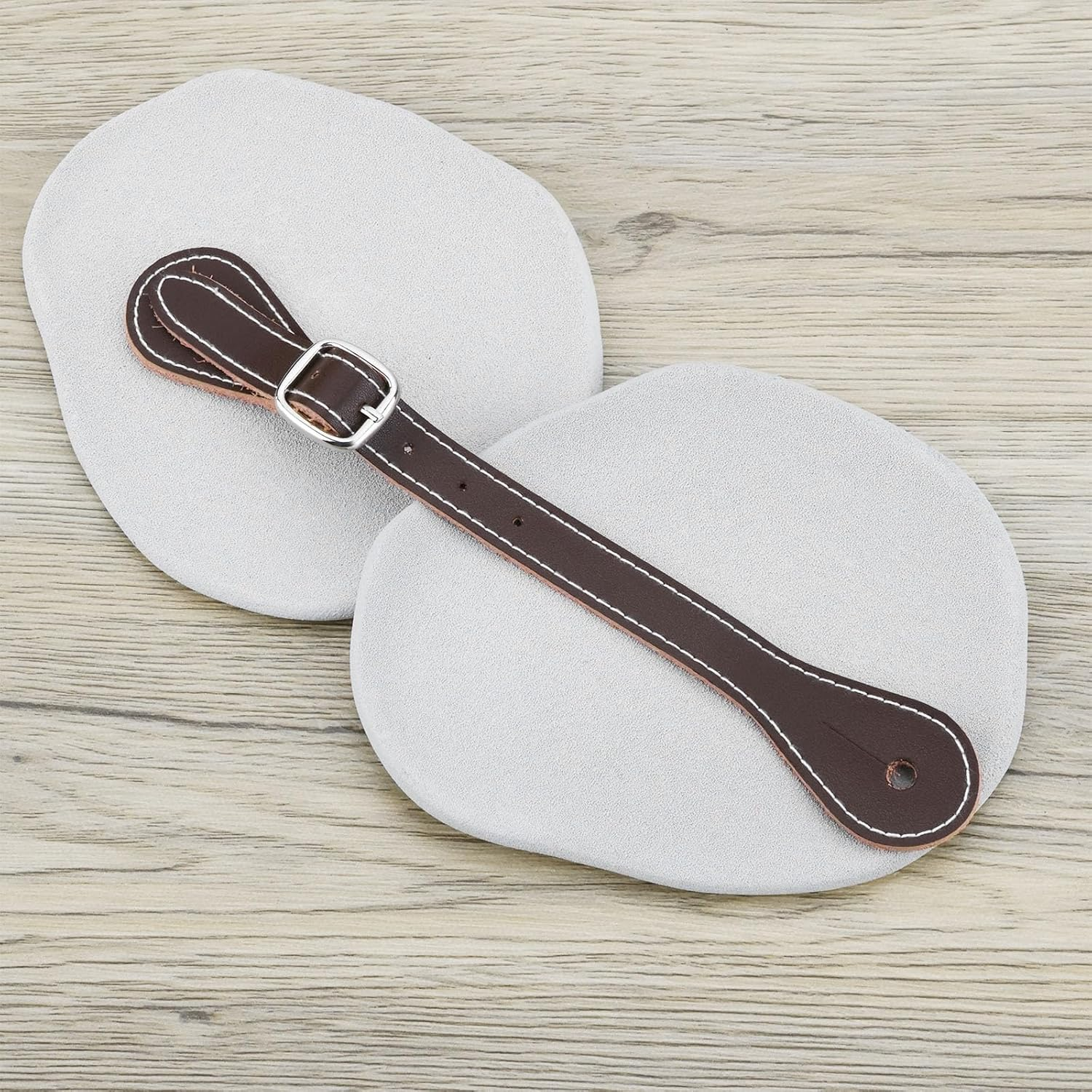 Ecsing 2Pcs Leather Spur Straps Adjustable Single Ply Cowhide Spur Straps for Horse Riders - Black image number 4