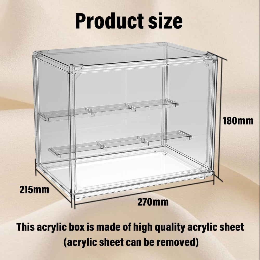 Acrylic Display Case for Collectibles, Stackable Clear Acrylic Display Box with Movable Panels for Figure,Toys, Sports Memorabilia, Wallets, Books image number 2