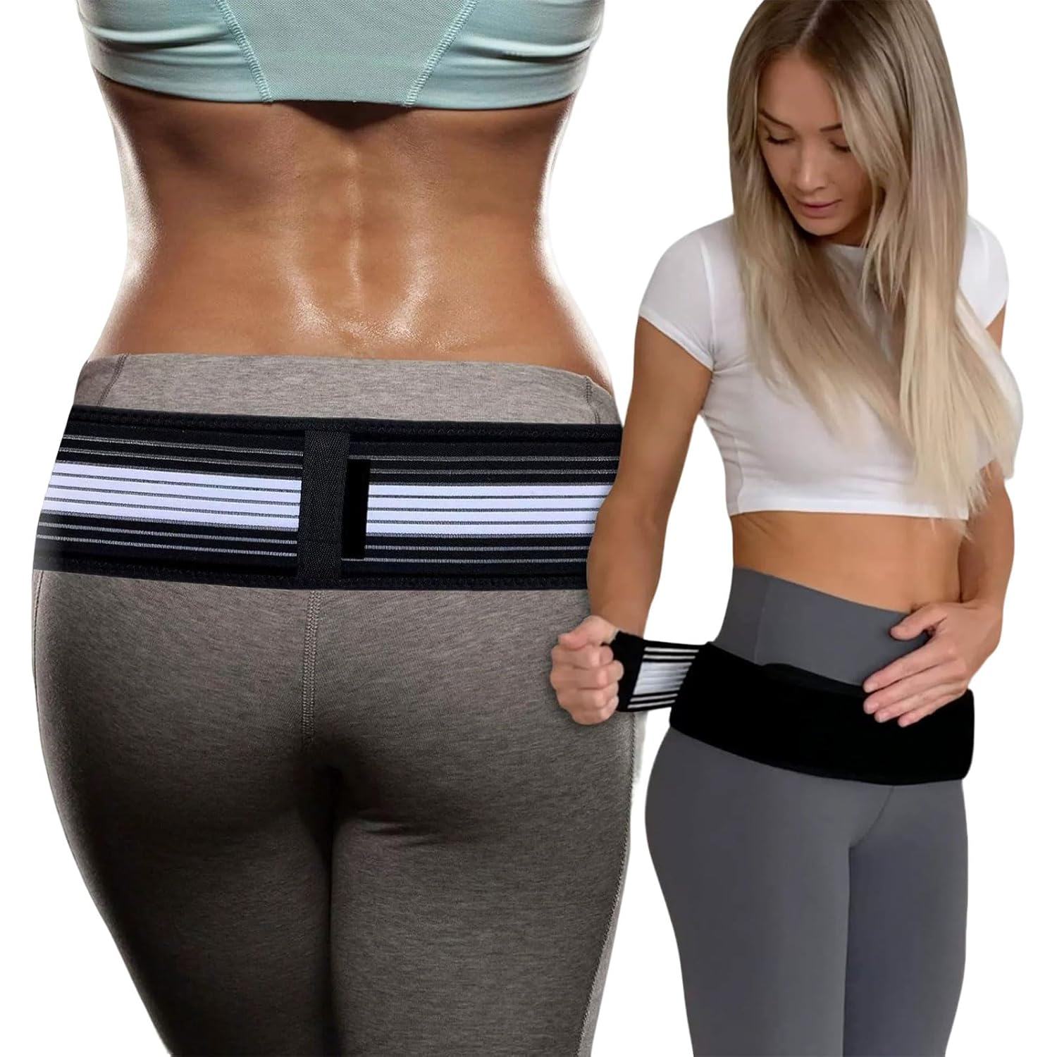 RIBHNXHI Sacroiliac Hip Belt for Men and Women That Relieves Sciatic, Lower Back Pain, SI Joint Support Brace for Pelvic Stability Nerve Compression, Trochanter Brace Regular, Lower Back Support Belt with Lumbar Support image number 1