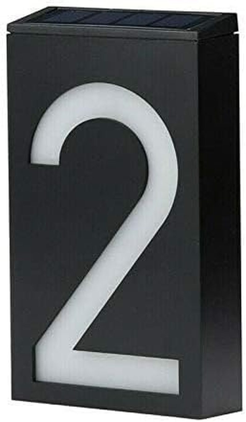 LED Solar House Number Light, Garden Numbers Solar Powered Address Sign LED Illuminated Outdoor Plaques and Wall Art Lighted up for Home Yard Street (Digit 2) image number 3