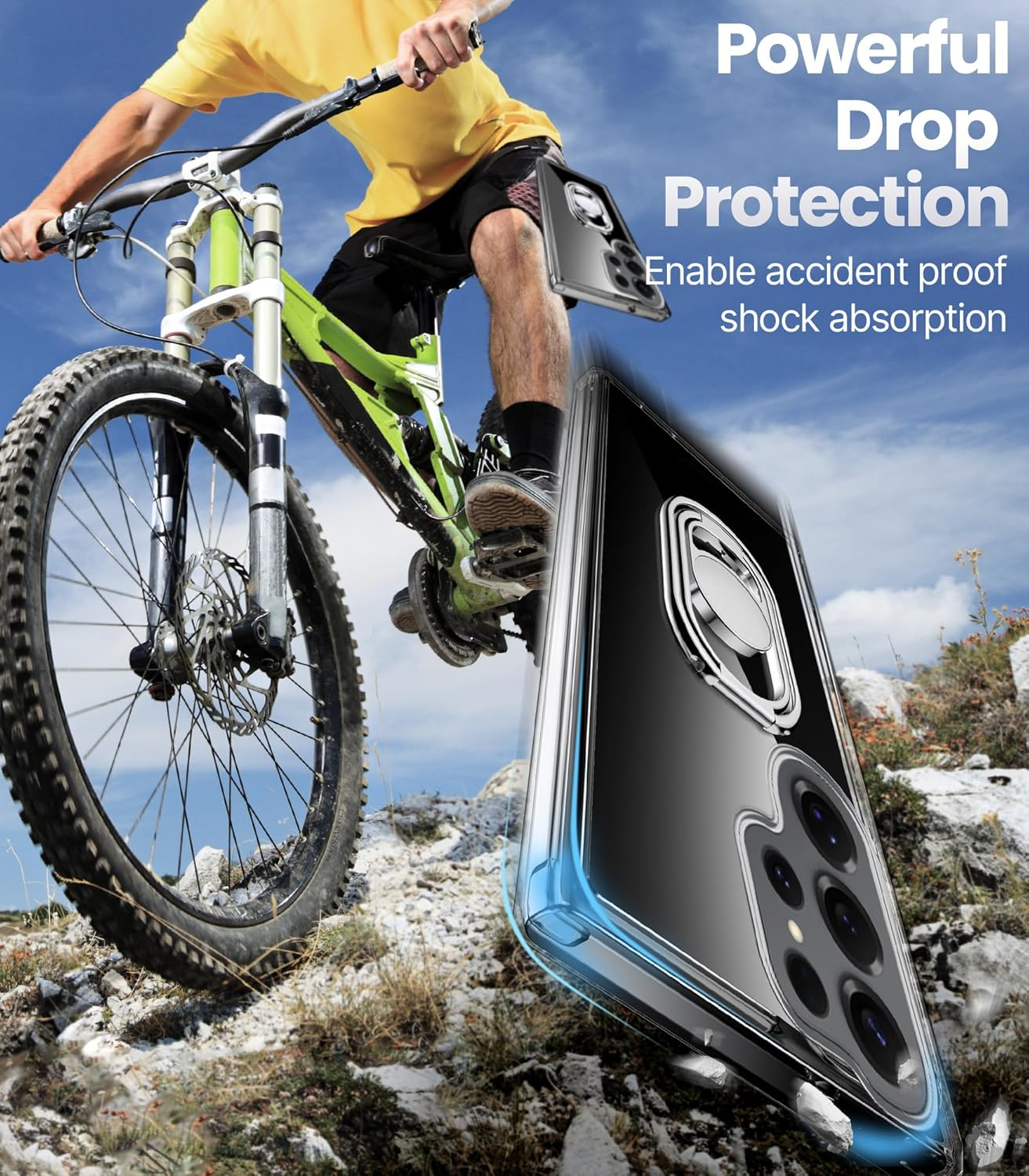 Shields up for Samsung Galaxy S25 Ultra Case with Stand, Galaxy S25 Ultra Case Clear with Double Ring Holder [Adjustable & Foldable] Shockproof Protective Cover for Samsung S25 Ultra - Clear