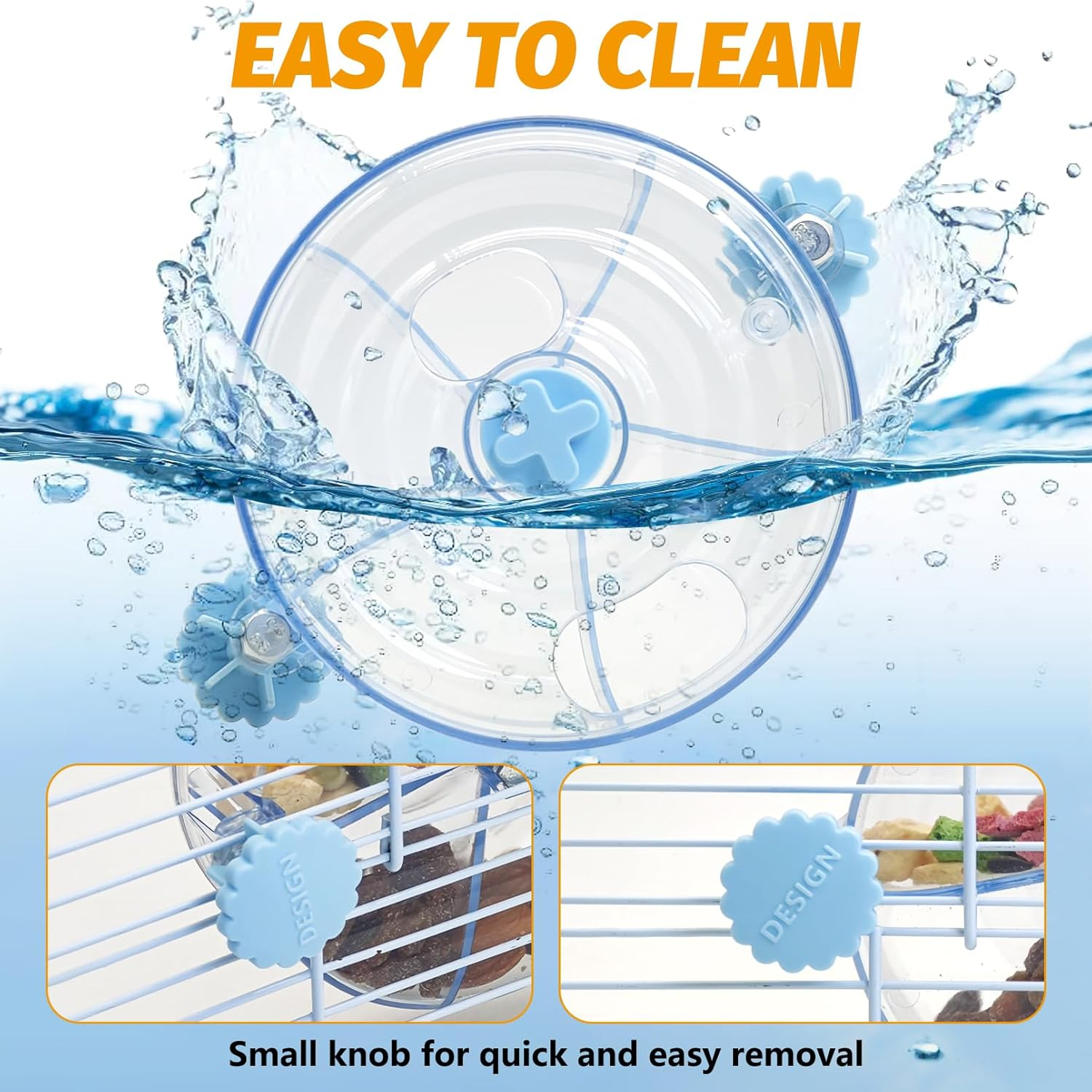 VCEPJH Rat Foraging Toy Interactive Slow Feeder with Transparent Rotating Treat Dispenser Wheel for Enrichment Activities Pet Rat Cage Accessories Ideal for Syrian Hamster Gerbil Mice (Blue) - Blue image number 5