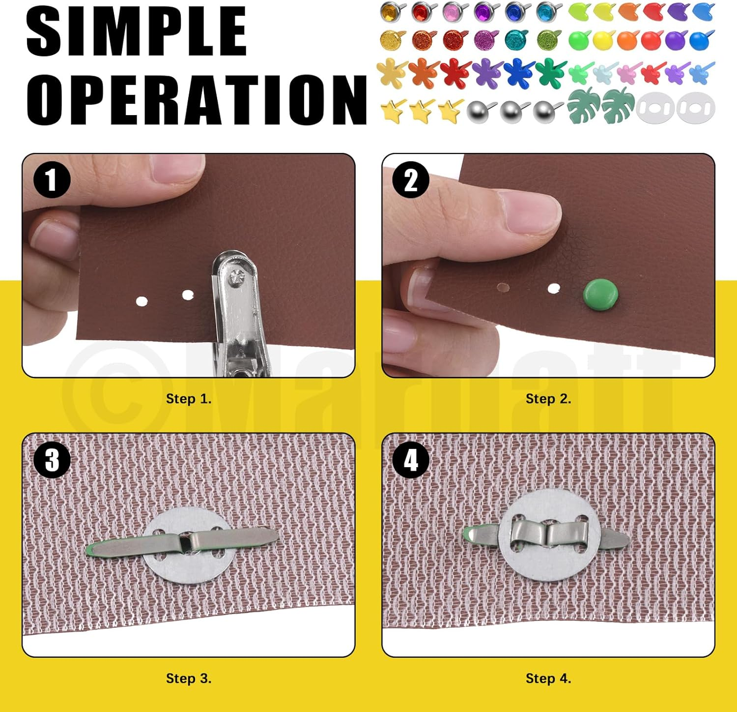 Mardatt 240 Sets 9 Styles Multicolor Mini Brads, Brads Paper Fasteners Split Pins Pastel Brads Metal Brads with Washers, Hole Punch Pliers for Scrapbooking DIY Crafts image number 4