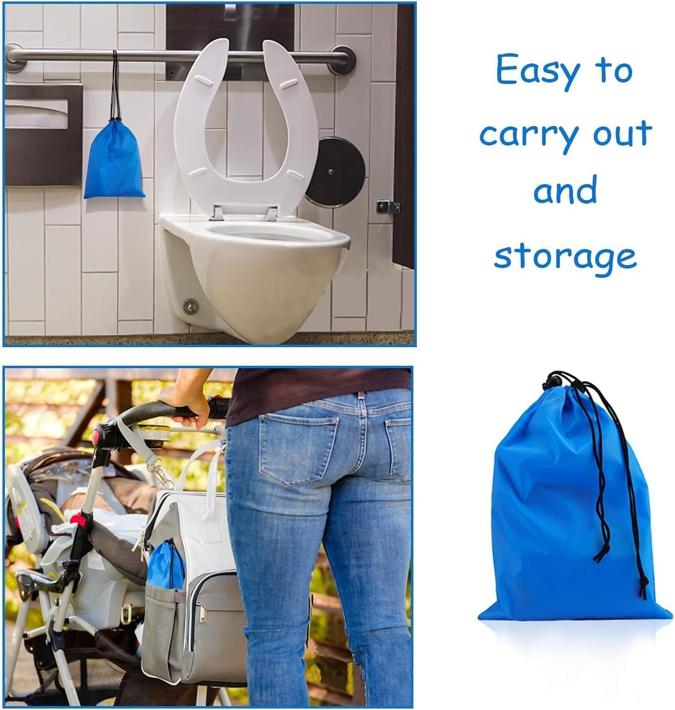 Portable Potty Training Seat, Blue ABS Foldable Design, 8 Non-Slip Pads, Splash Guard for Toddlers and Kids, Travel-Friendly with Carry Bag (White)