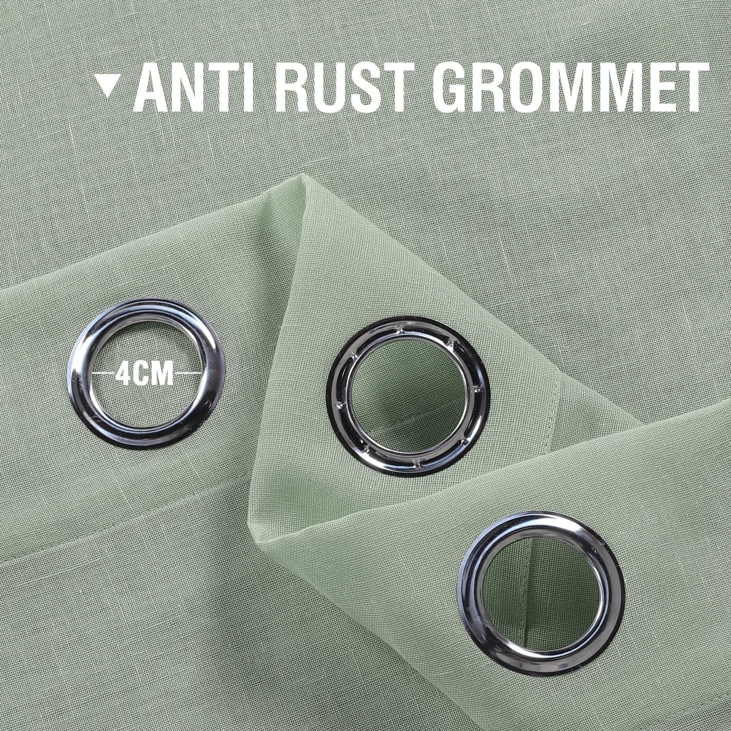 H.VERSAILTEX Linen Sheer Curtains for Living Room/Bedroom Linen Curtains Light Filtering Semi Sheer Curtains Provide Privacy Curtains & Drapes -2 Panels Set, Each W132Cm X D243Cm, Sage image number 3